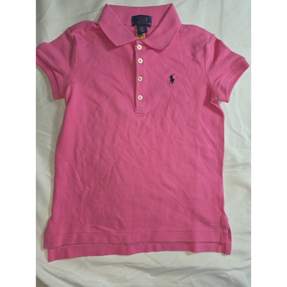 Polo Ralph Lauren Shirt Pink With Blue Pony 100% Cotton Kids Size 6X NWOT